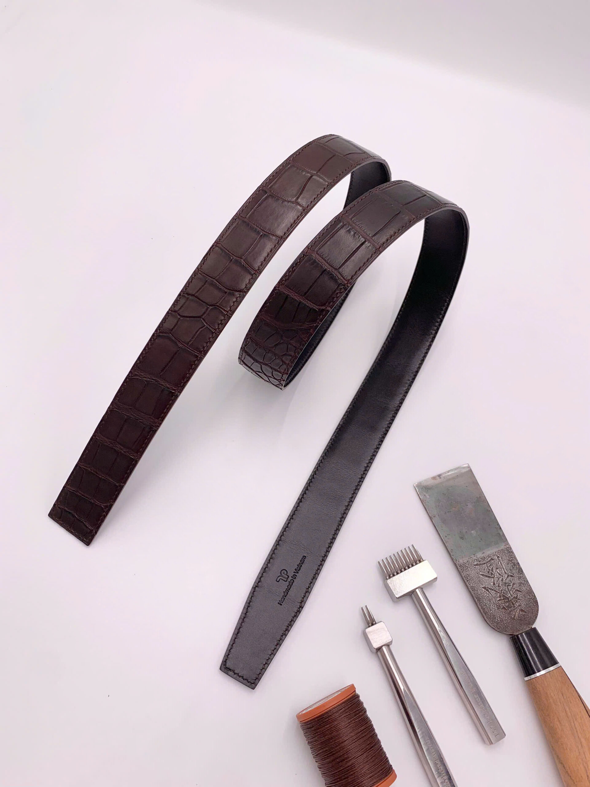 Thắt lưng da cá sấu Alligator Pháp cao cấp