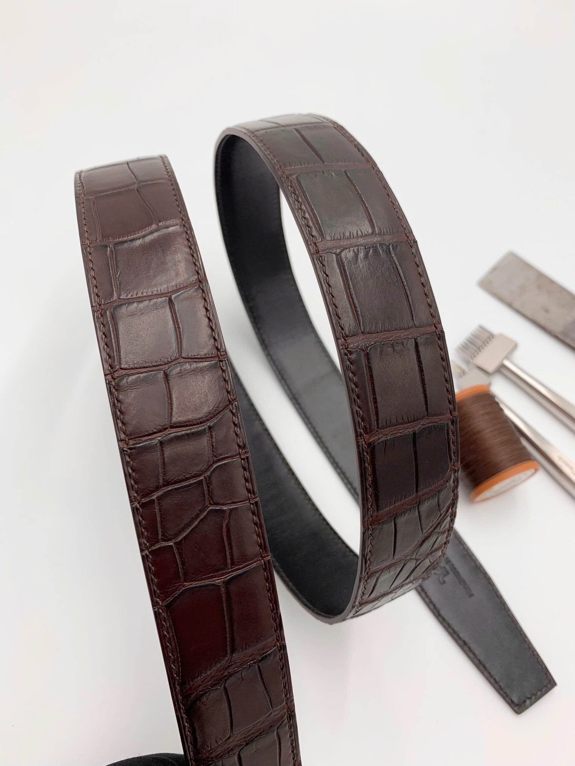 Thắt lưng da cá sấu Alligator Pháp cao cấp - Hình ảnh 2