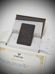 ví thẻ da thật thủ công TP Gecko Signature da Epsom màu đen khâu tay thủ công Thế Phạm