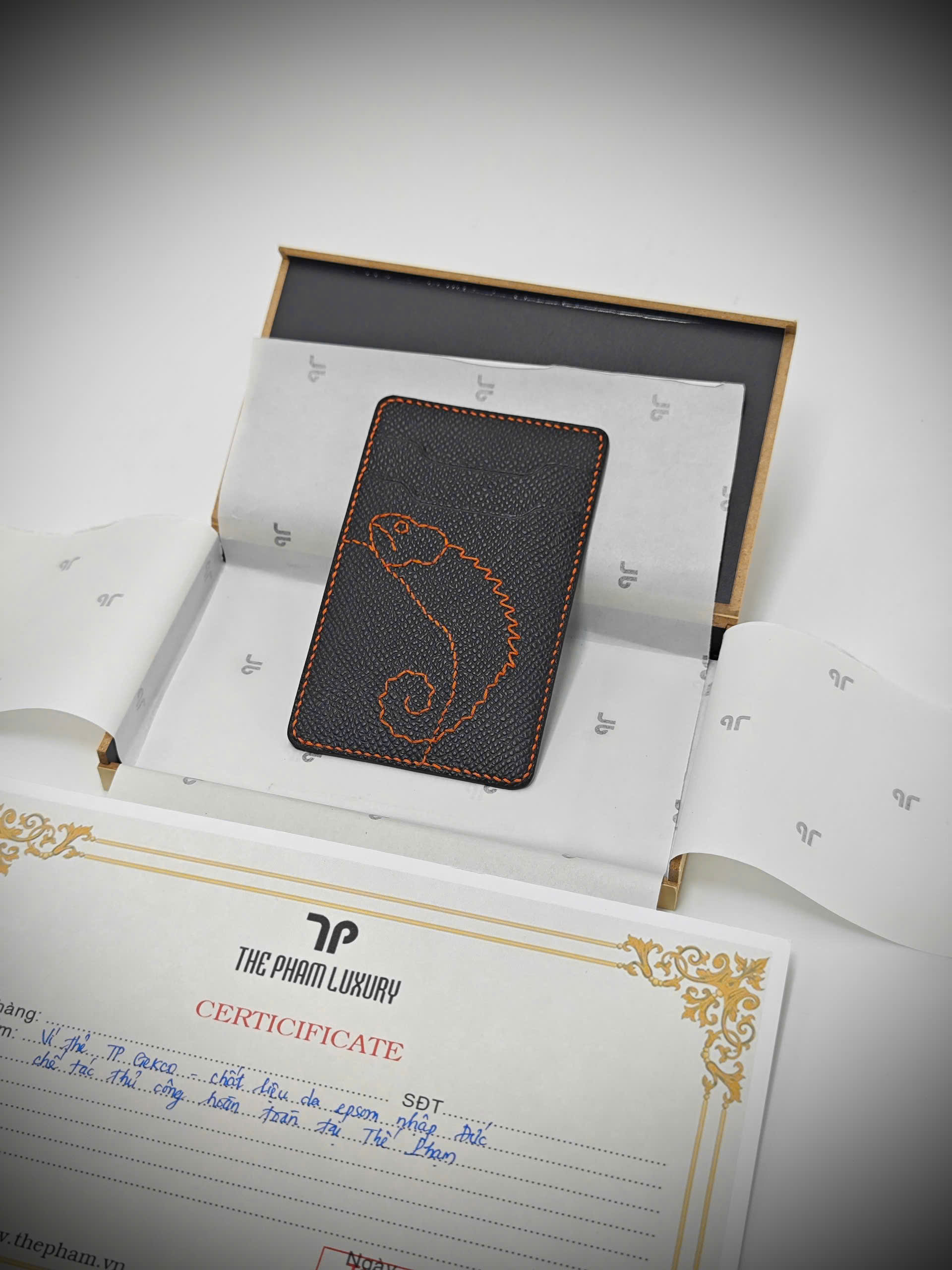 TP Gecko Signature - ví thẻ da thật thủ công - Hình ảnh 6