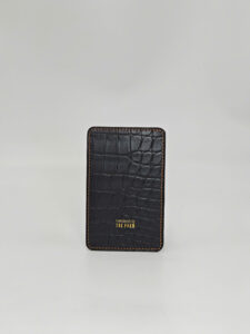 ví thẻ da cá sấu Pháp handmade chỉ cam