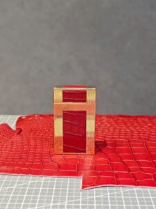 Bọc da bật lửa Hermès S.T. Dupont Ligne II da cá sấu Pháp màu đỏ