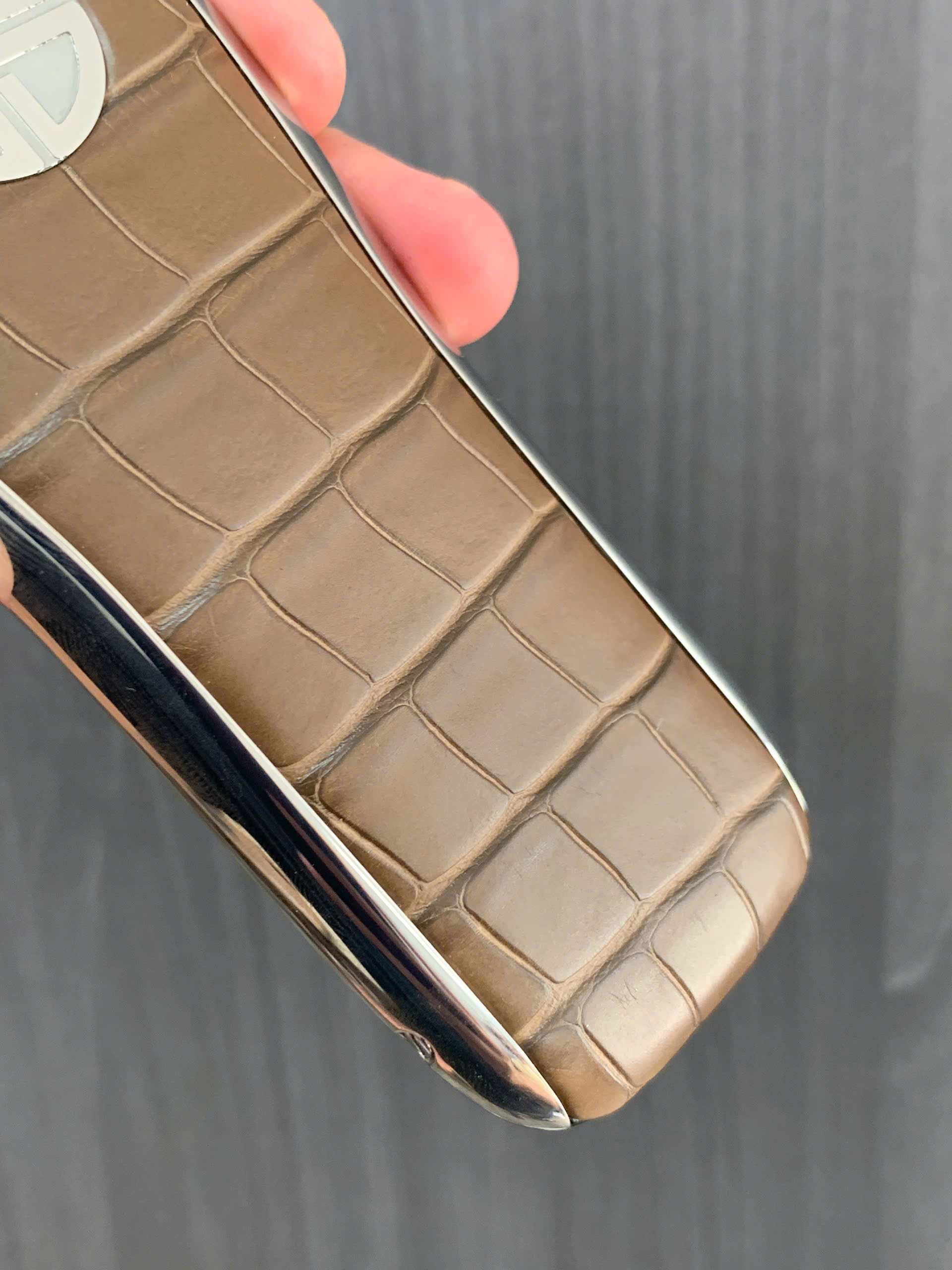 Bọc da Xor da cá sấu Pháp màu Taupe - Hình ảnh 3