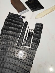 Dây đồng hồ Franck Muller da cá sấu Pháp màu đen